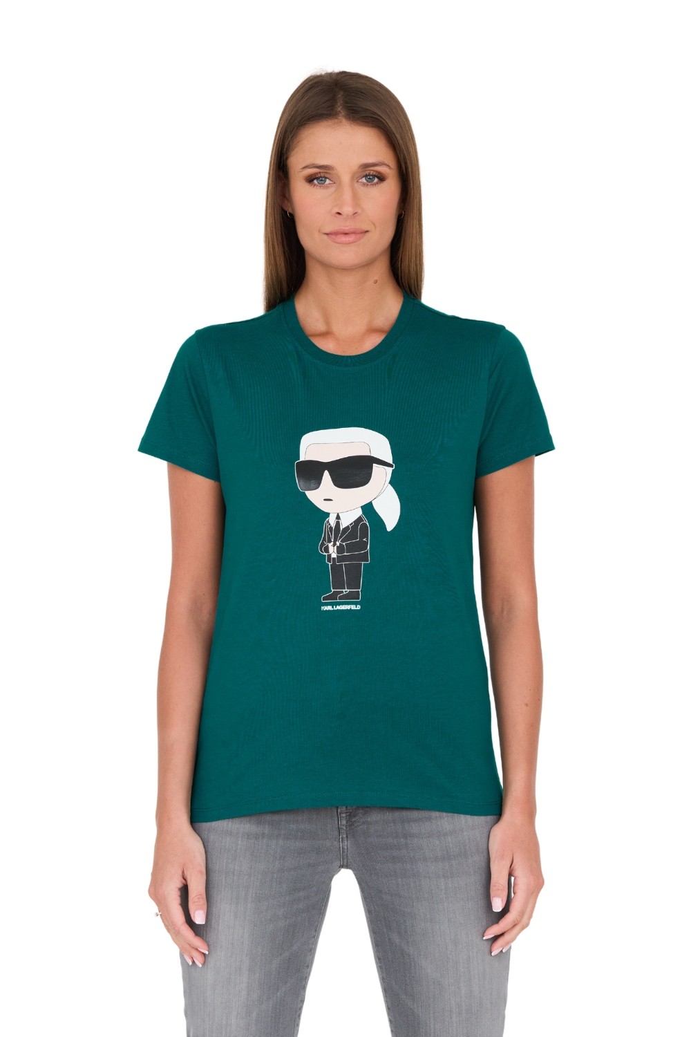 KARL LAGERFELD Zielony damski t-shirt Karl