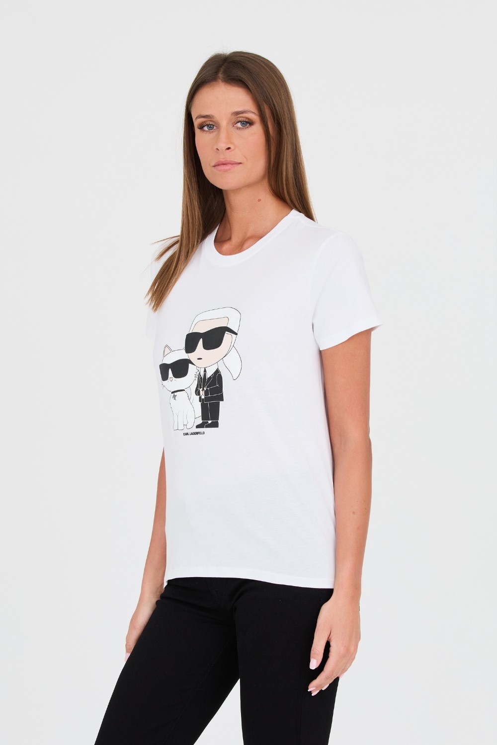 KARL LAGERFELD Biały damski t-shirt Ikonik 2.0