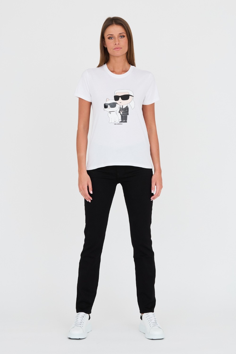 KARL LAGERFELD Biały damski t-shirt Ikonik 2.0