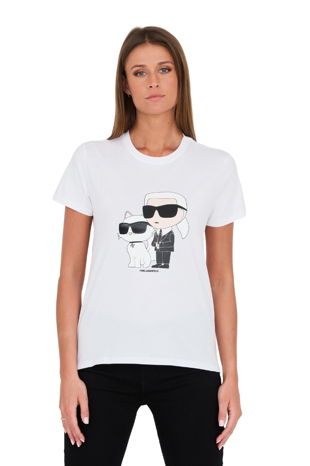 KARL LAGERFELD Biały damski t-shirt Ikonik 2.0