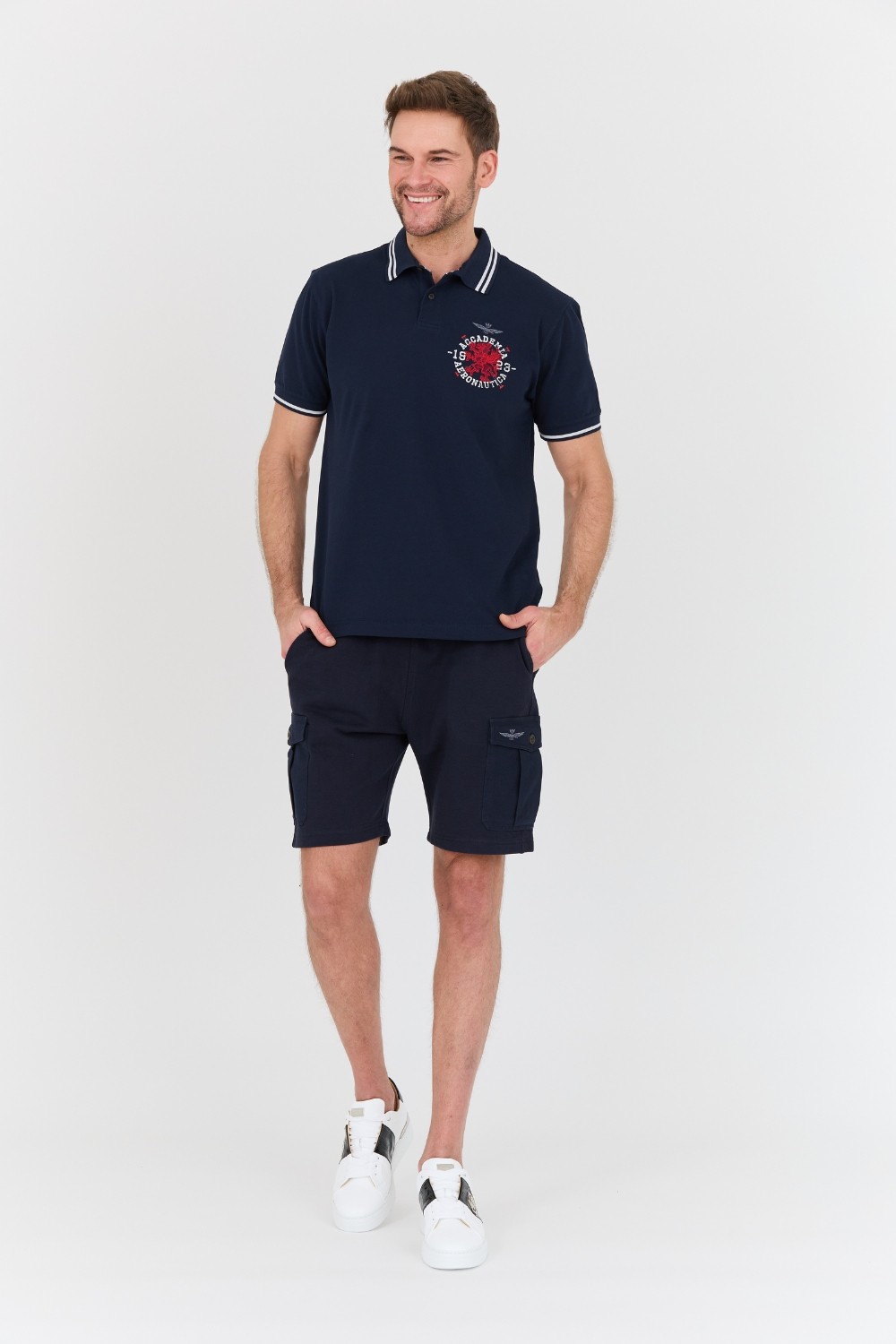 AERONAUTICA MILITARE Темно-синя чоловіча сорочка-поло M.C..