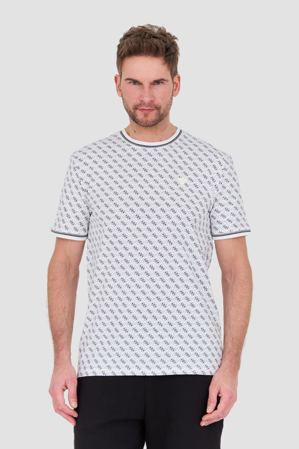 GUESS Biały męski t-shirt Marshall