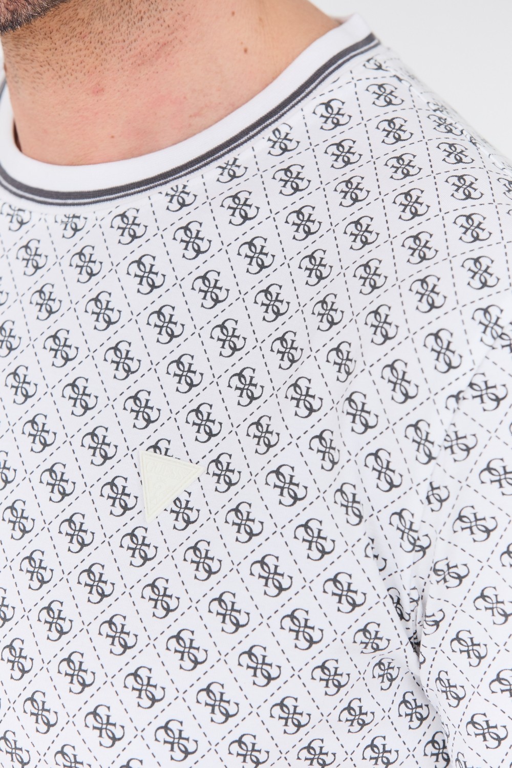 GUESS Biały męski t-shirt Marshall