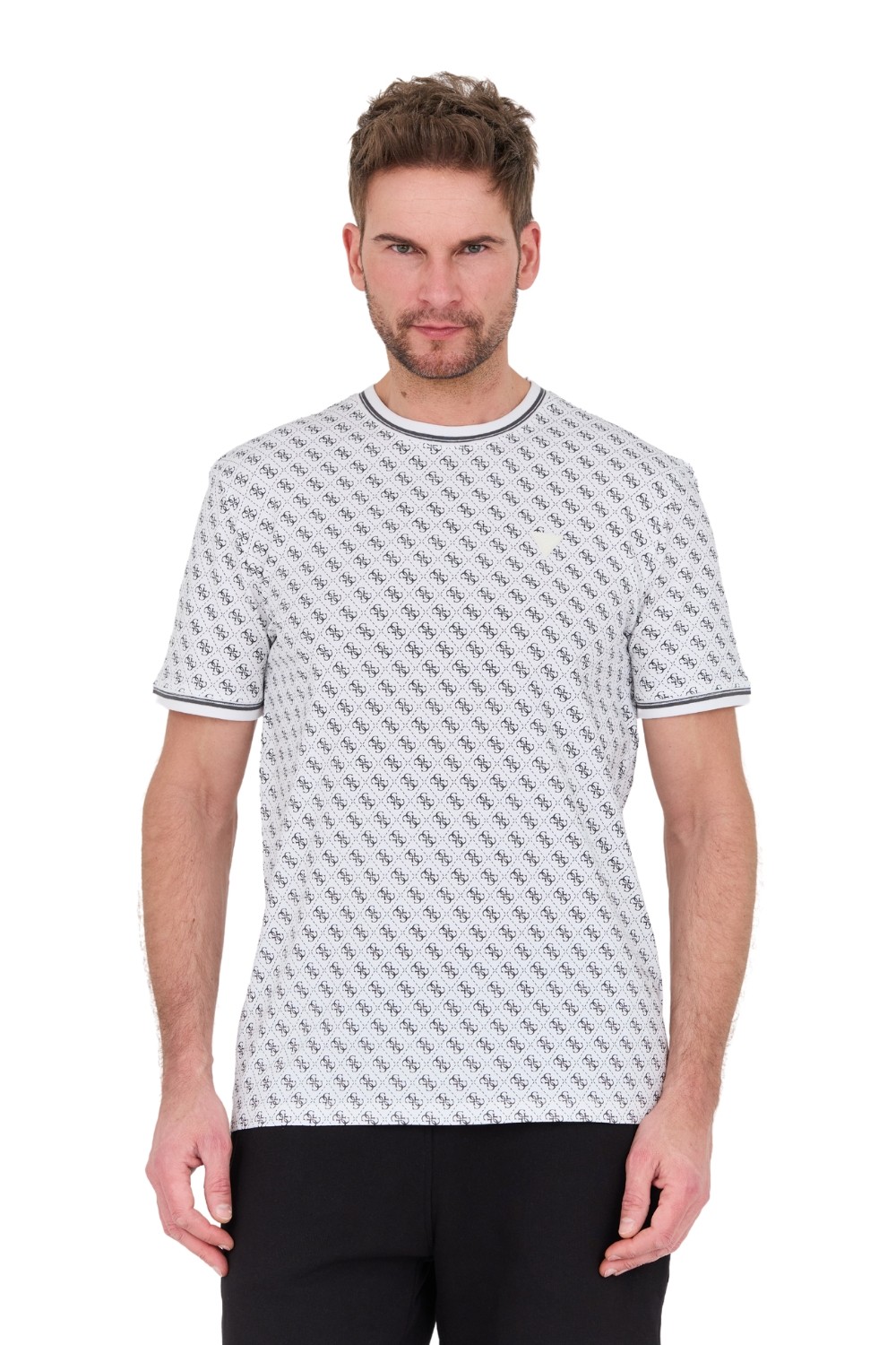 GUESS Biały męski t-shirt Marshall