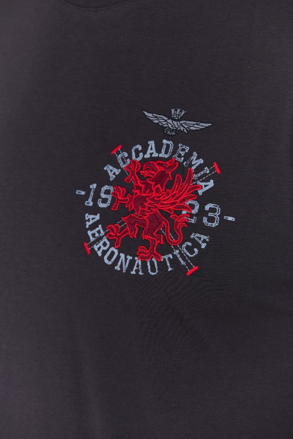 AERONAUTICA MILITARE Szary bawełniany męski t-shirt M.C.