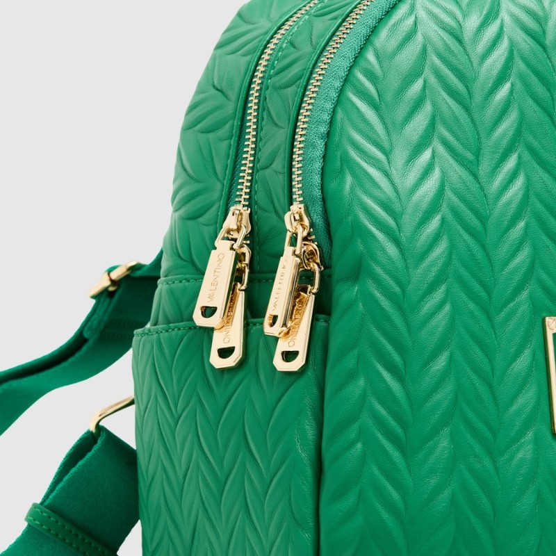 VALENTINO Tłoczony zielony plecak z logo sunny re backpack