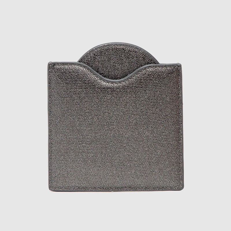 VALENTINO Zestaw ciemnosrebrny portfel damski z lusterkiem