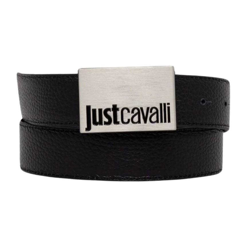 JUST CAVALLI Czarny pasek dwustronny Cintura