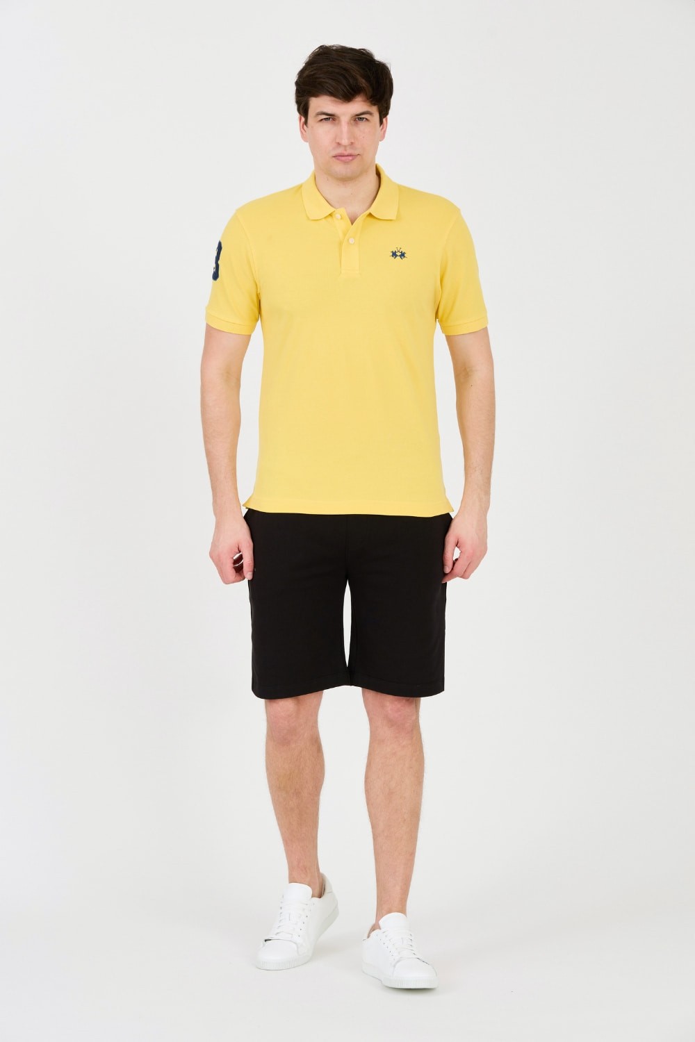 LA MARTINA Żółte męskie polo z małym logo