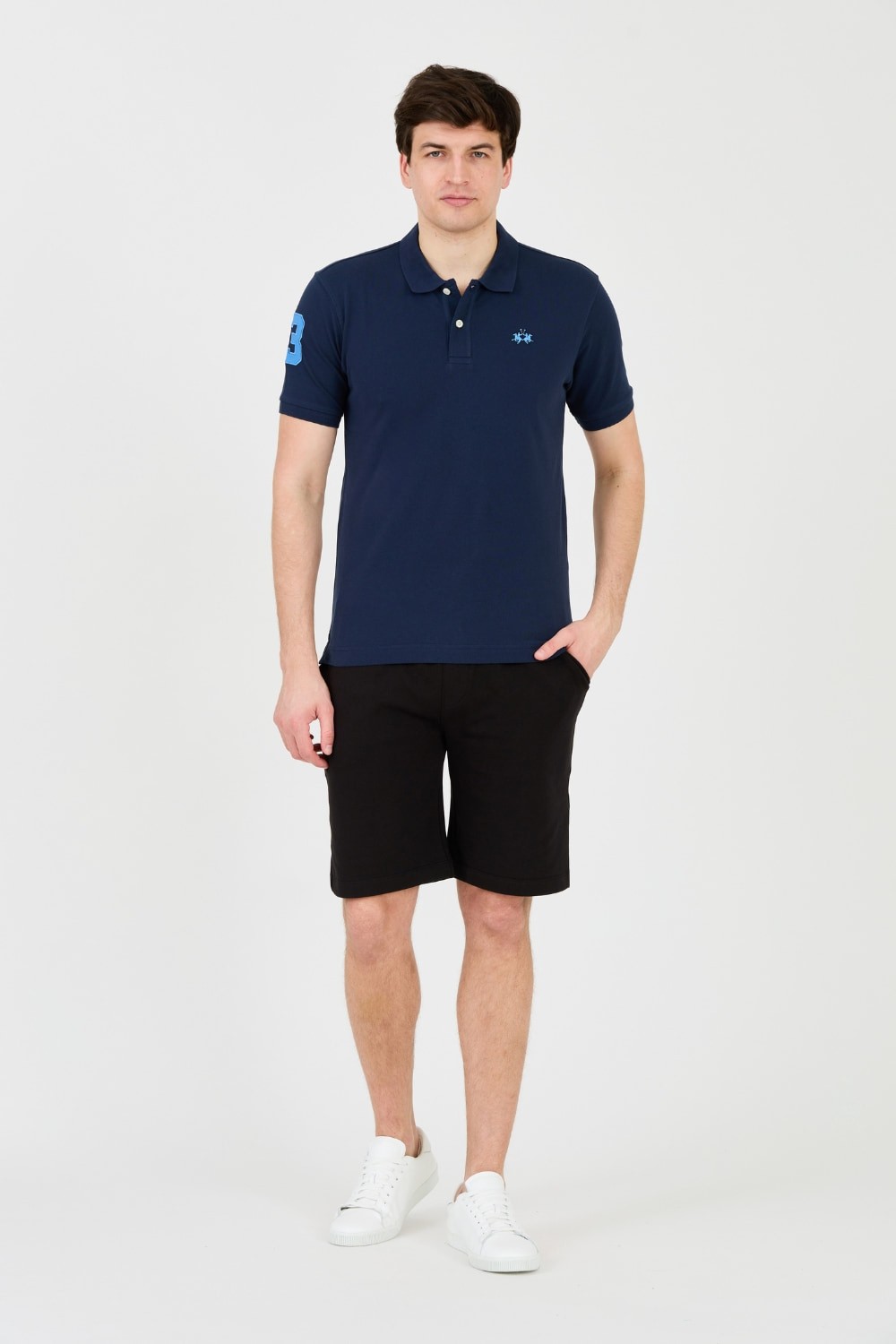 LA MARTINA Granatowe męskie polo z małym logo