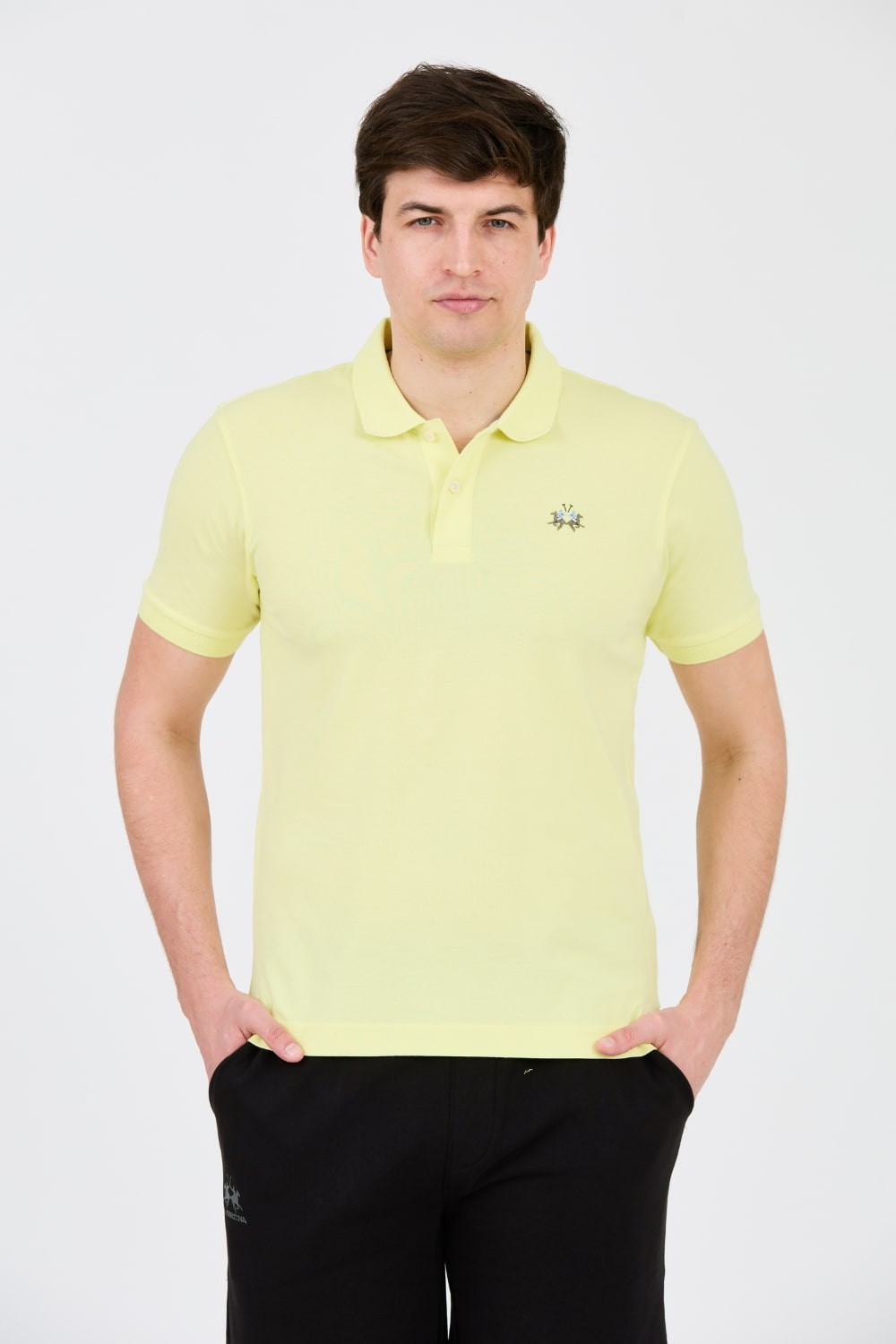 LA MARTINA Cytrynowe męskie polo z małym logo