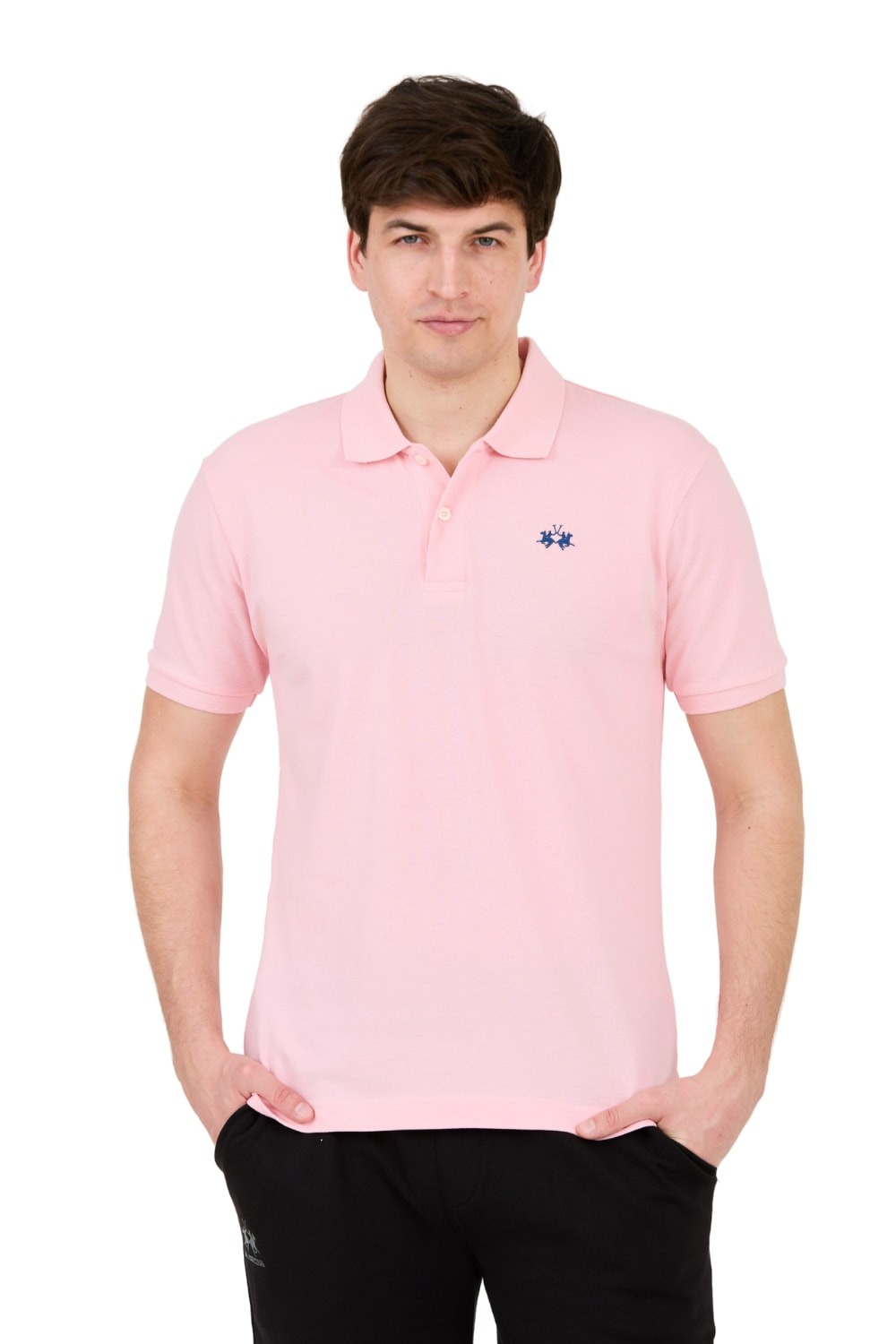 LA MARTINA Różowe męskie polo z małym logo