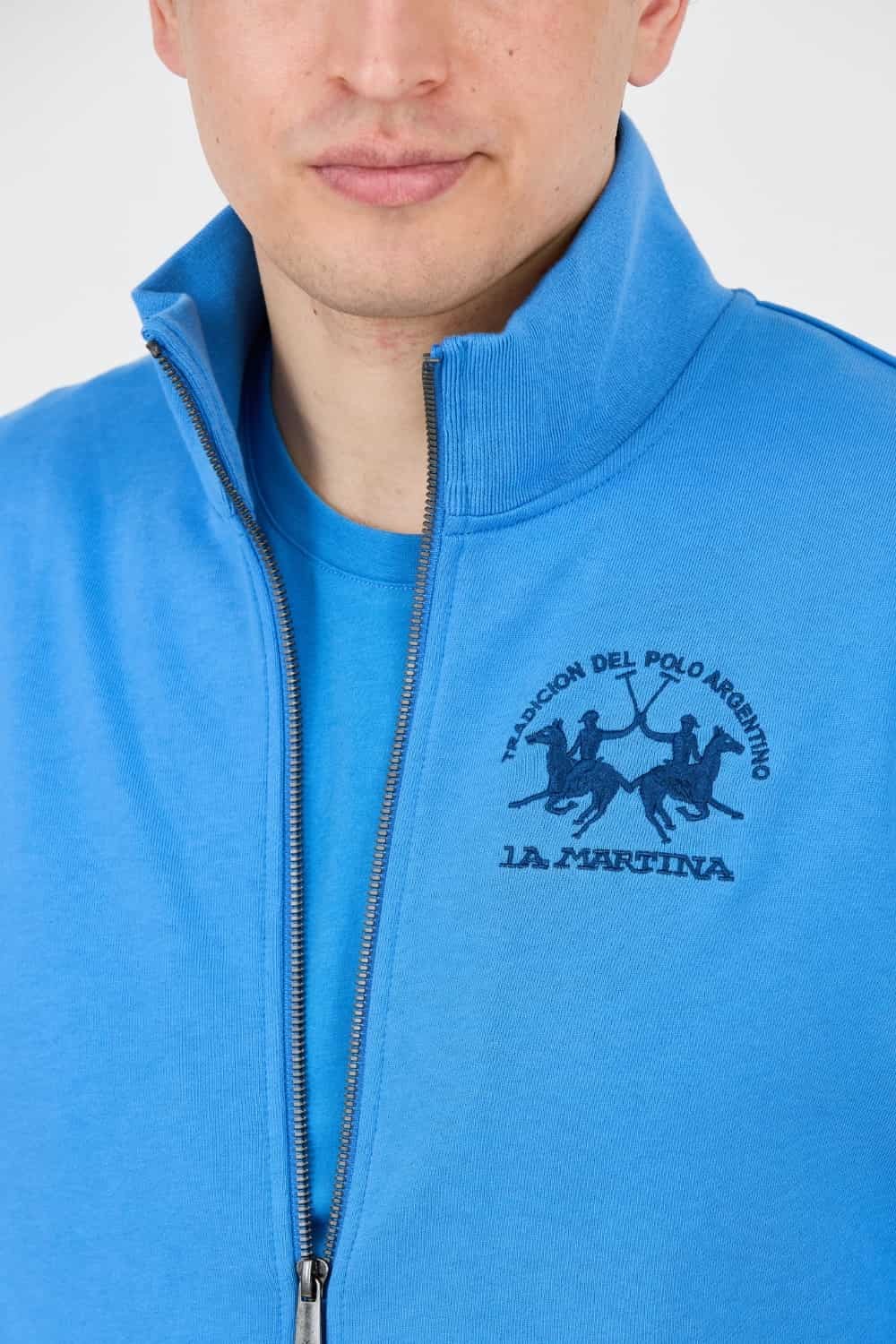 LA MARTINA Blue unbuttoned sweatshirt