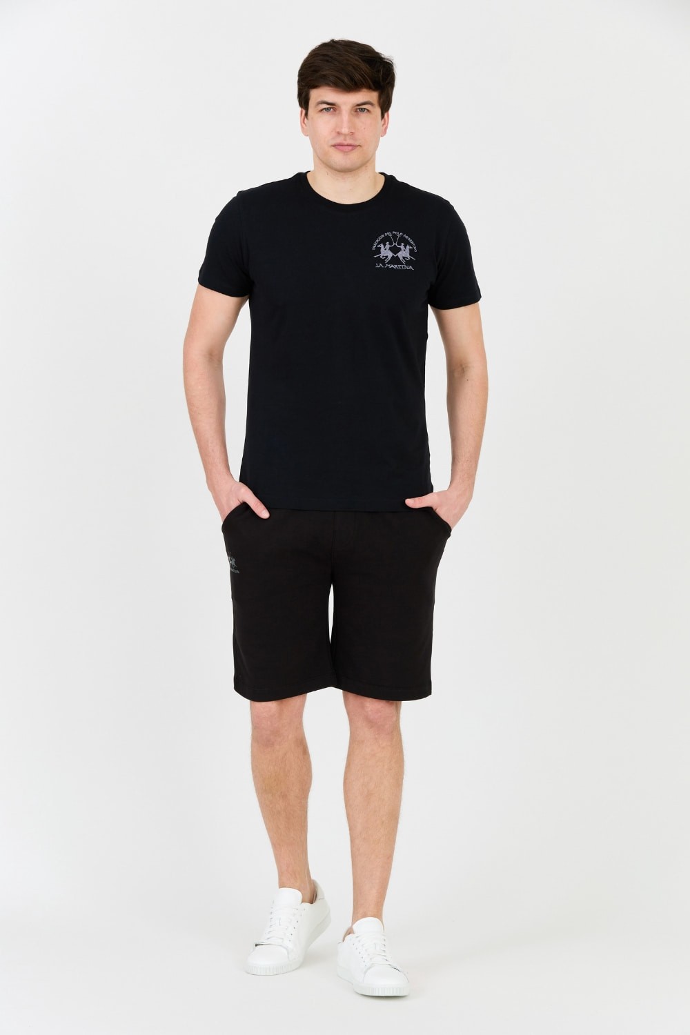 LA MARTINA Black t-shirt with large logo