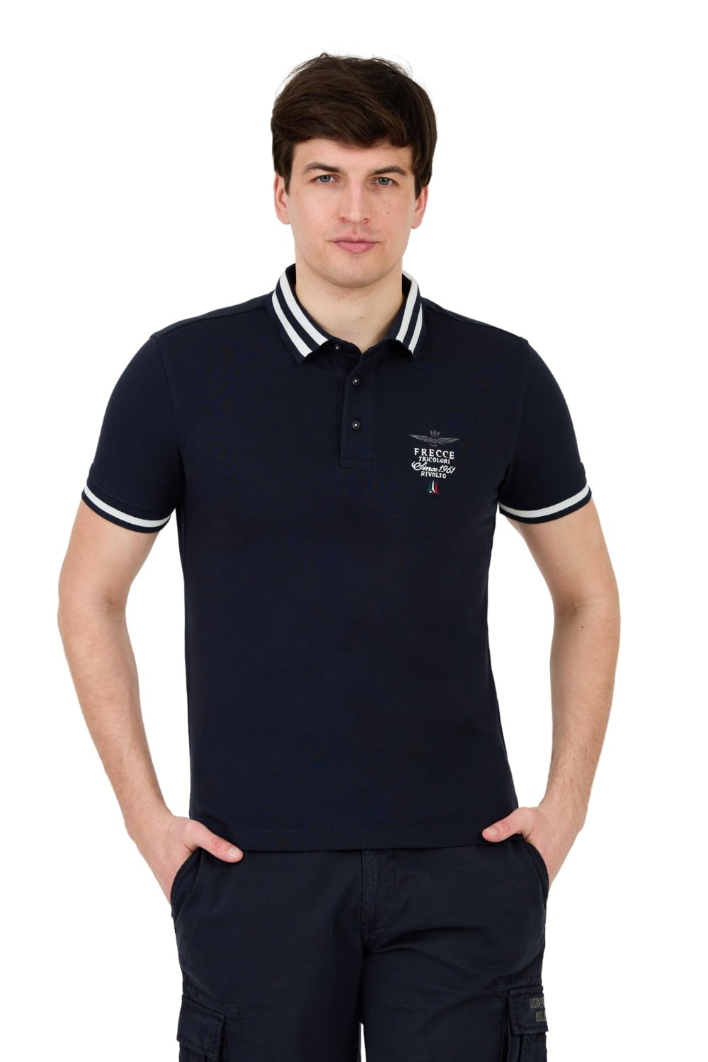 AERONAUTICA MILITARE Granatowe polo Short Sleeve