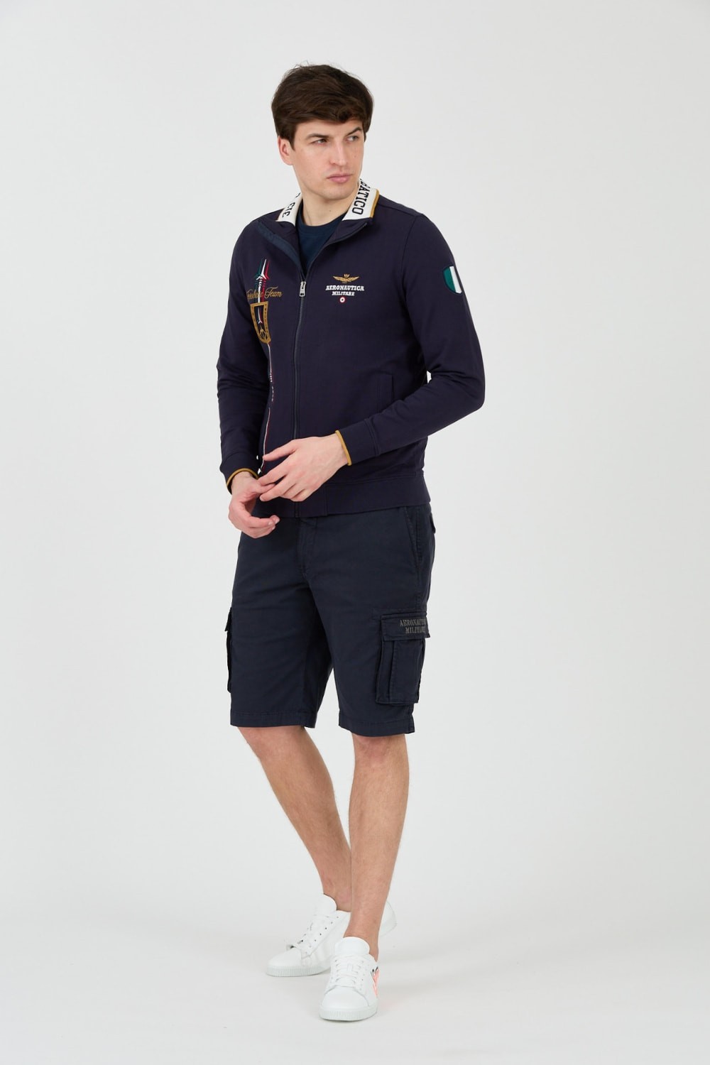 AERONAUTICA MILITARE Navy blue unbuttoned sweatshirt