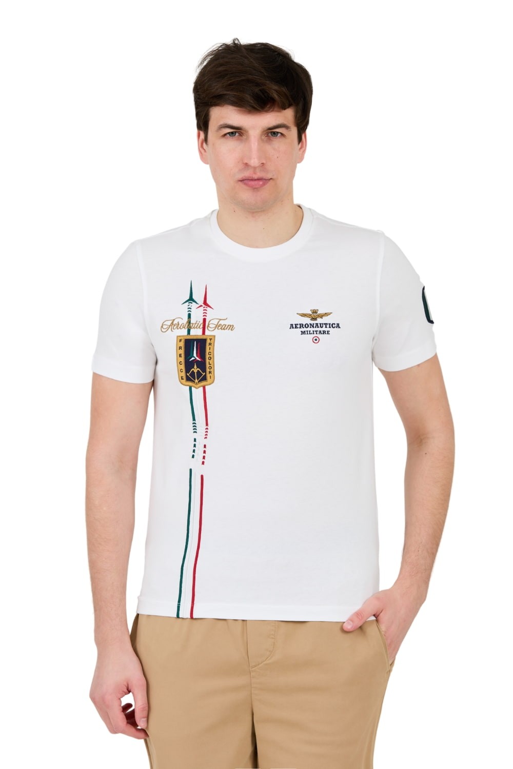 AERONAUTICA MILITARE Biały t-shirt Frecce Tricolori Short Sleeve