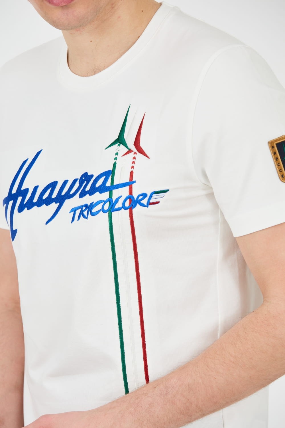 AERONAUTICA MILITARE Tricou alb cu mânecă scurtă pentru bărbați