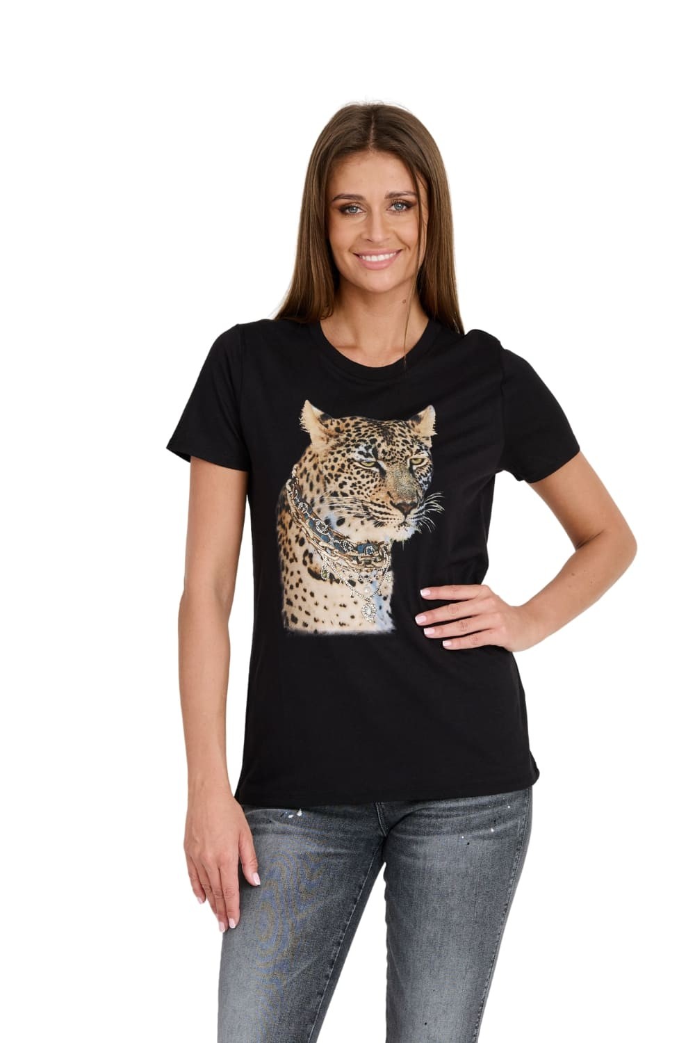 GUESS Black Leopard Jewel Easy Tee