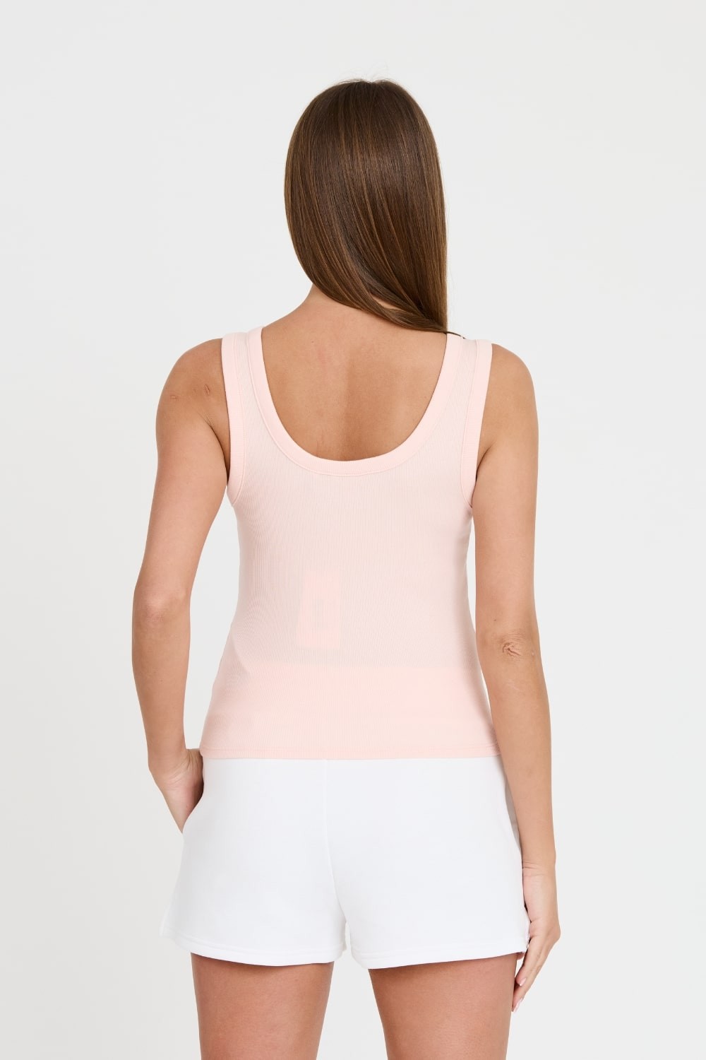 GUESS Różowy damski top Triangle Bling Rib Tank