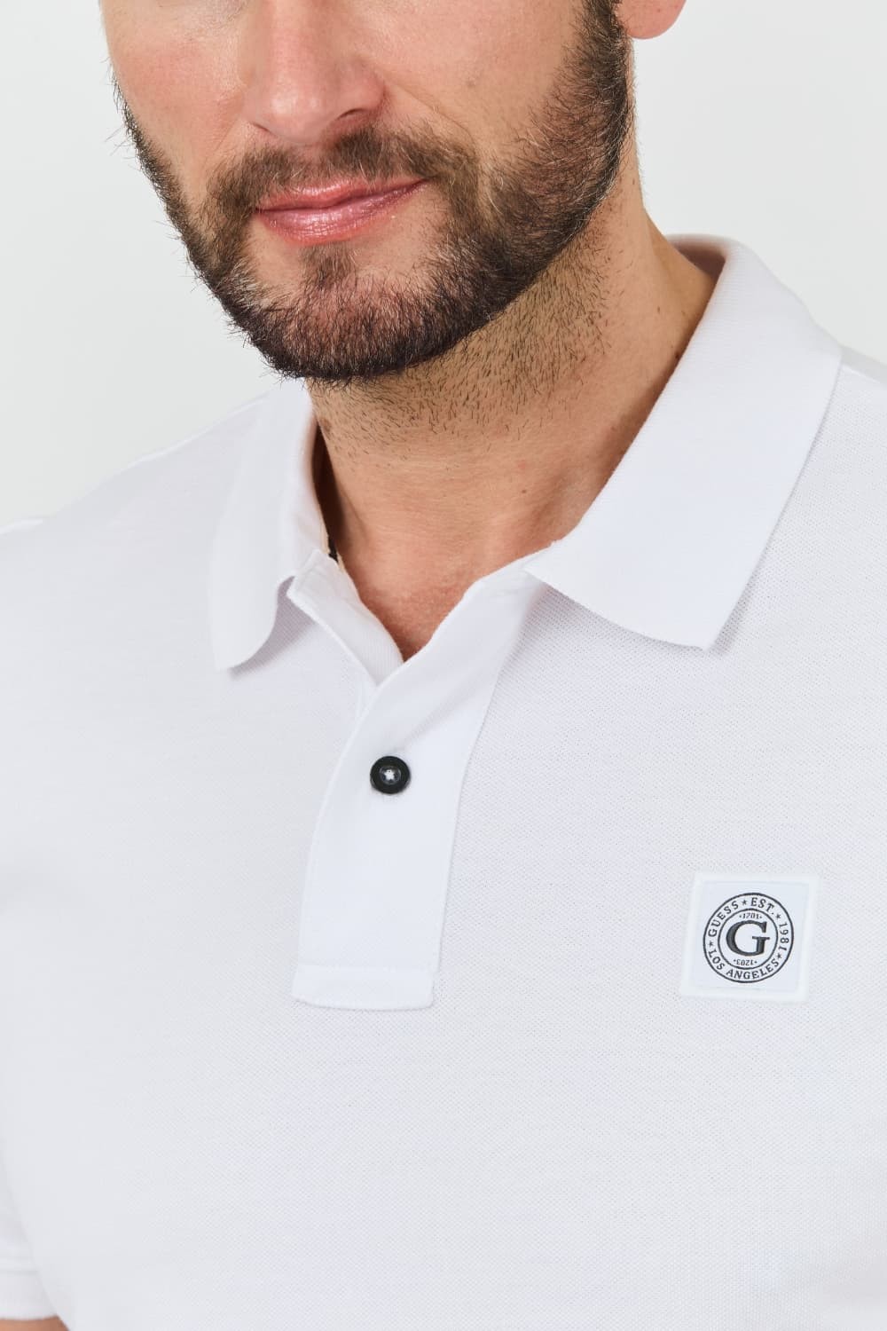 GUESS Białe męskie polo Washed