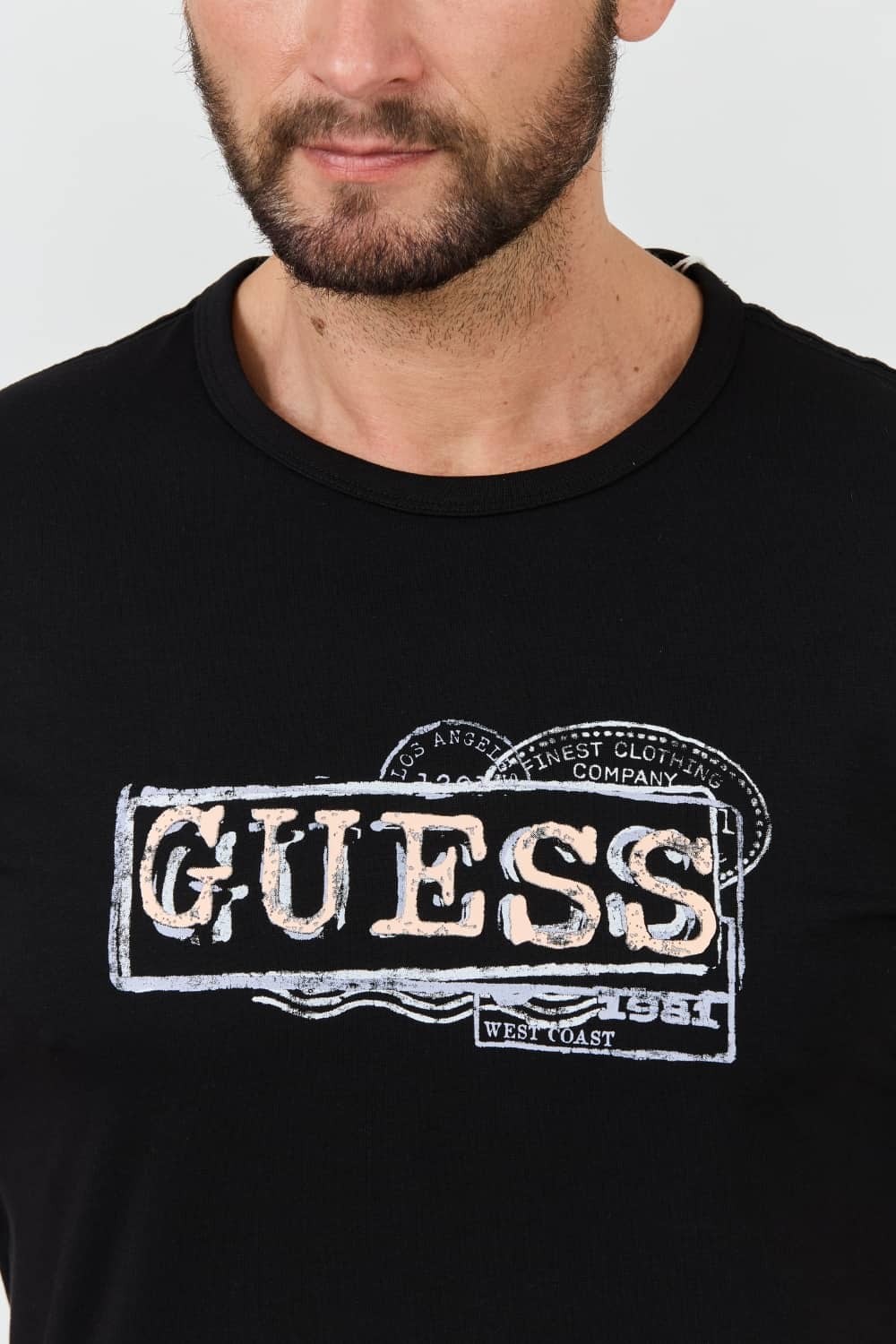 GUESS Czarny t-shirt Box Logo