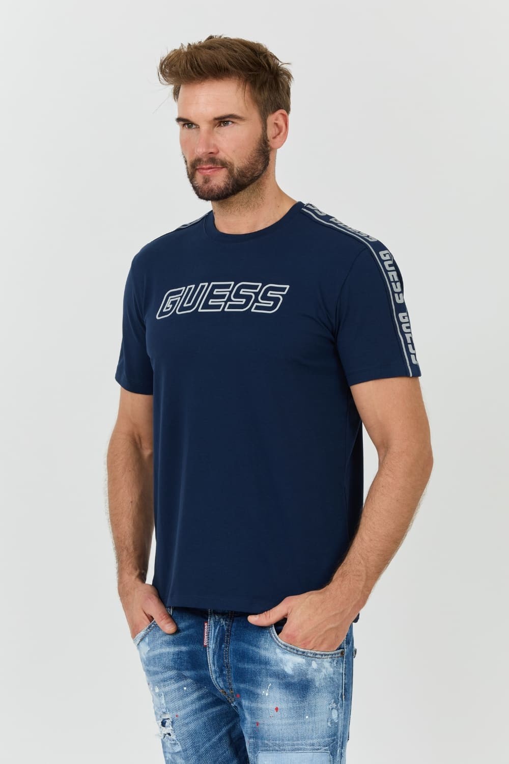 GUESS Granatowy t-shirt Arlo Cn