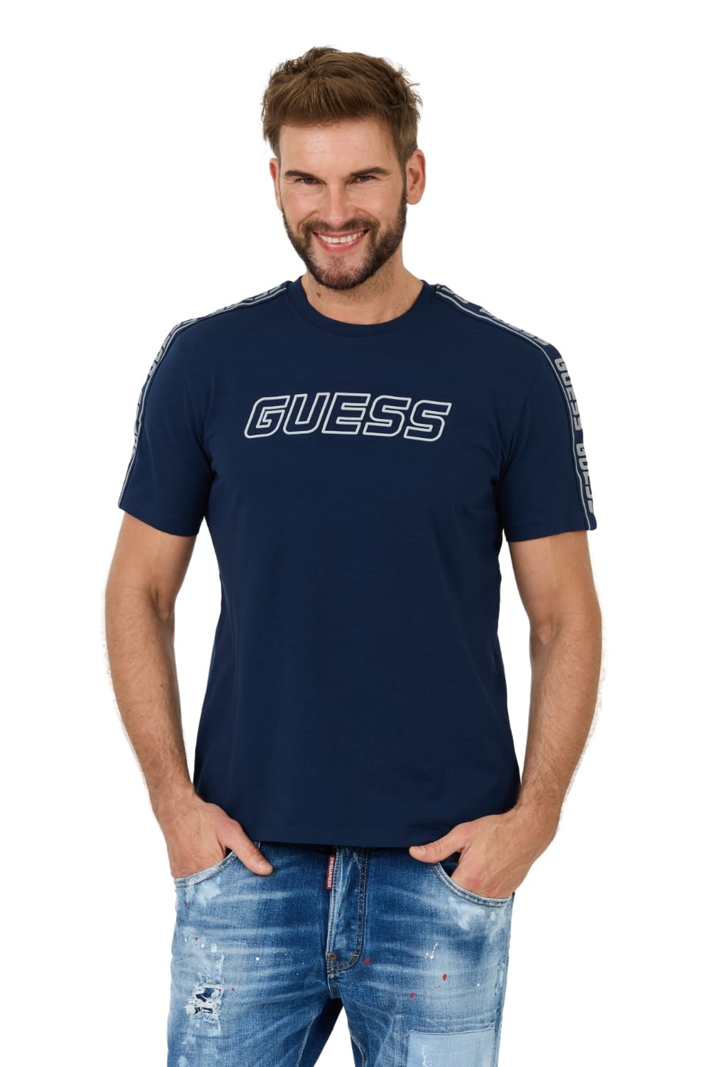 GUESS Navy blue Arlo Cn t-shirt