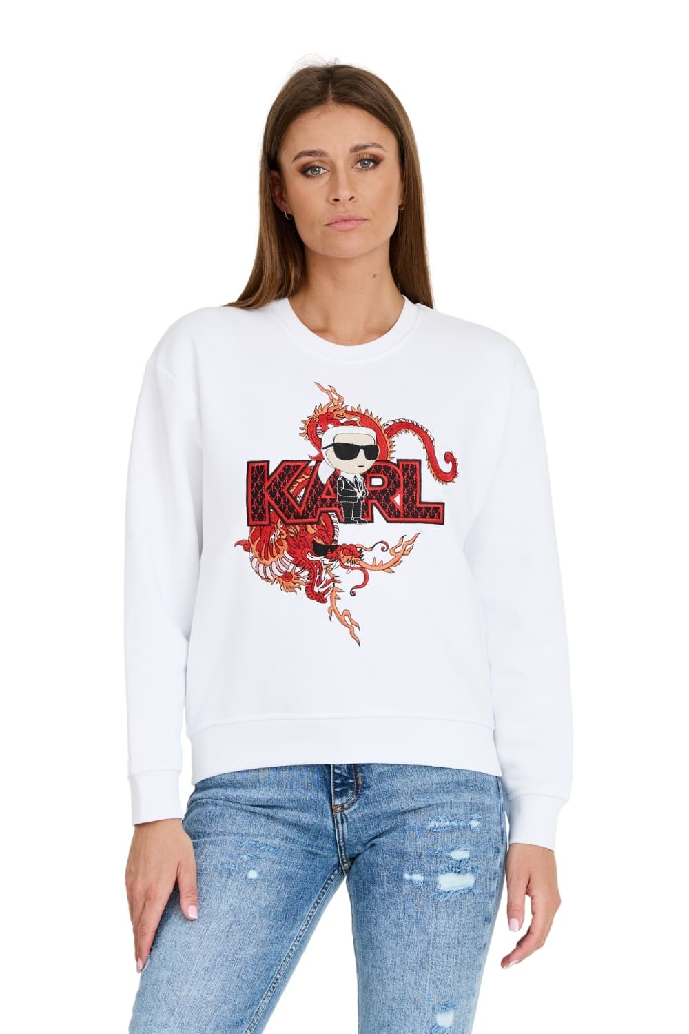 KARL LAGERFELD White iconic linen sweatshirt