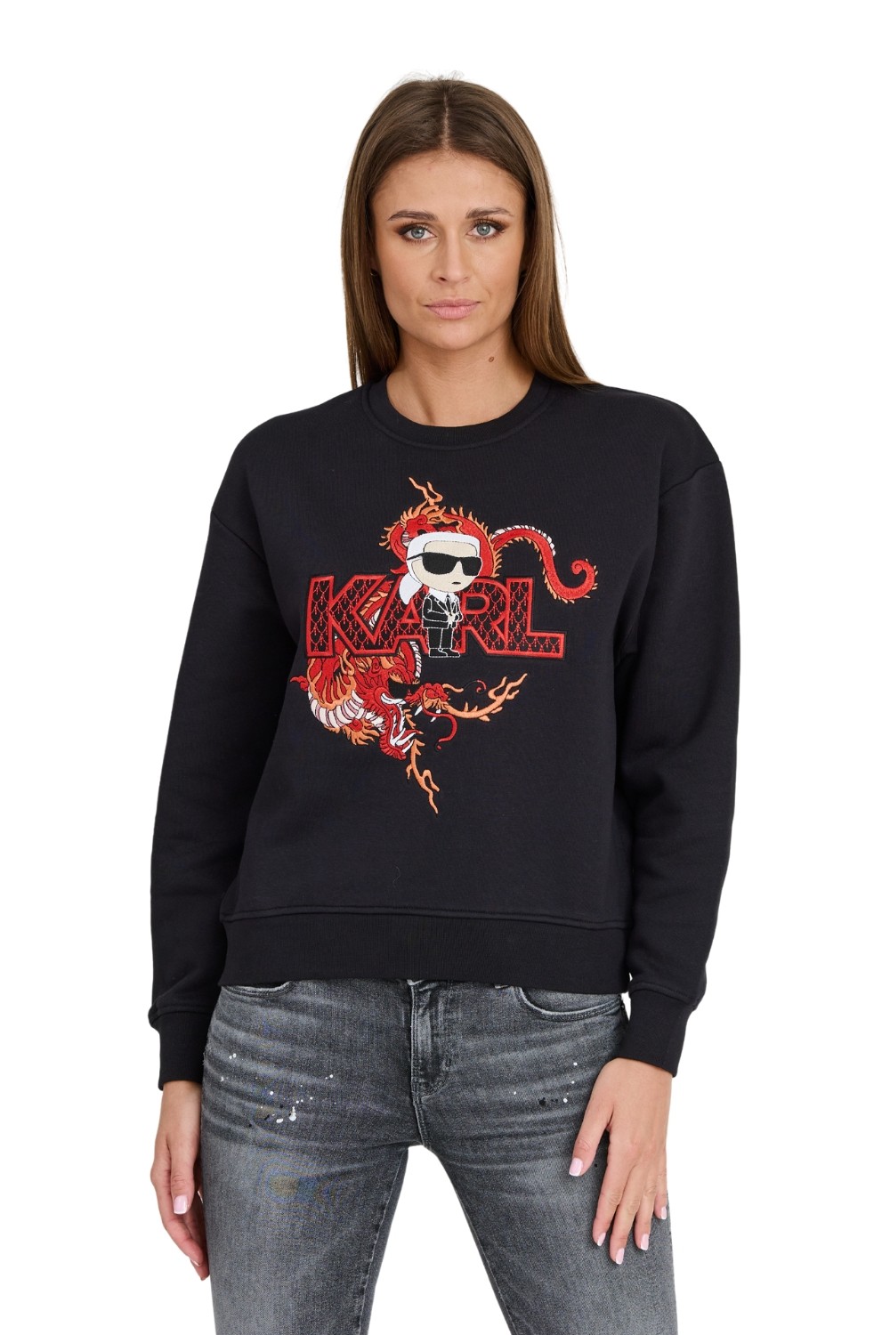 KARL LAGERFELD Czarna bluza ikonik lny