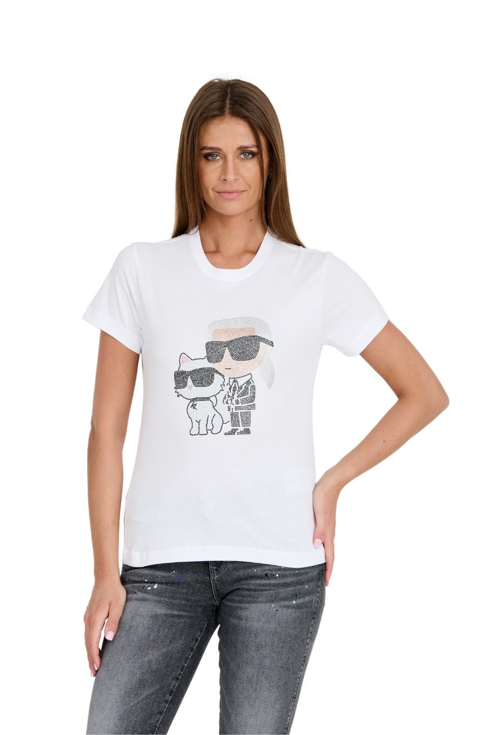 KARL LAGERFELD Biały damski t-shirt Ikonik 2.0