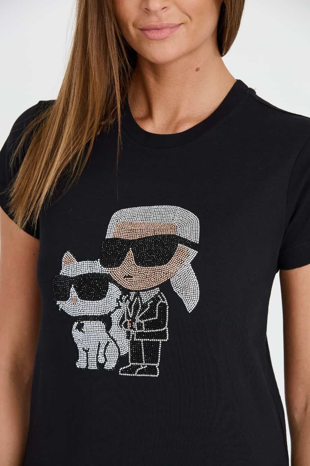 KARL LAGERFELD Czarny damski t-shirt Ikonik 2.0