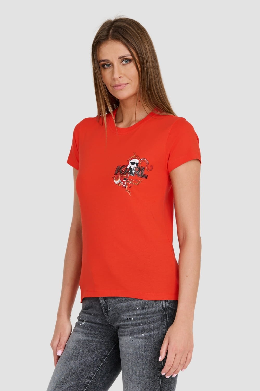 KARL LAGERFELD Red iconic linen t-shirt