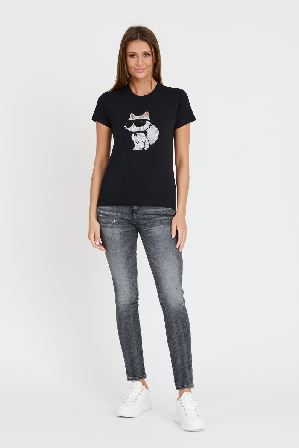 KARL LAGERFELD Czarny t-shirt Ikonik 2.0