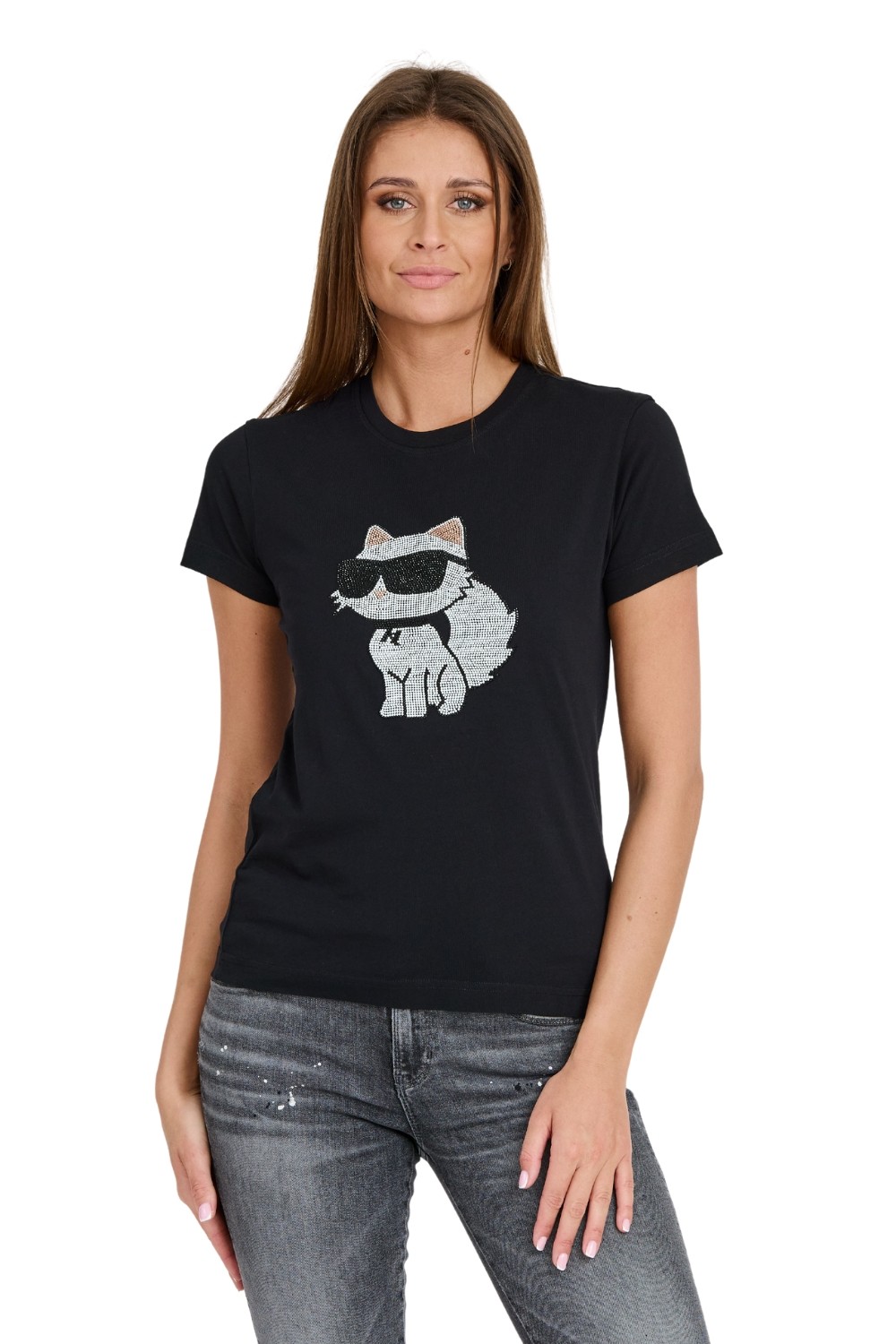 KARL LAGERFELD Tricou negru pentru femei Ikonik 2.0