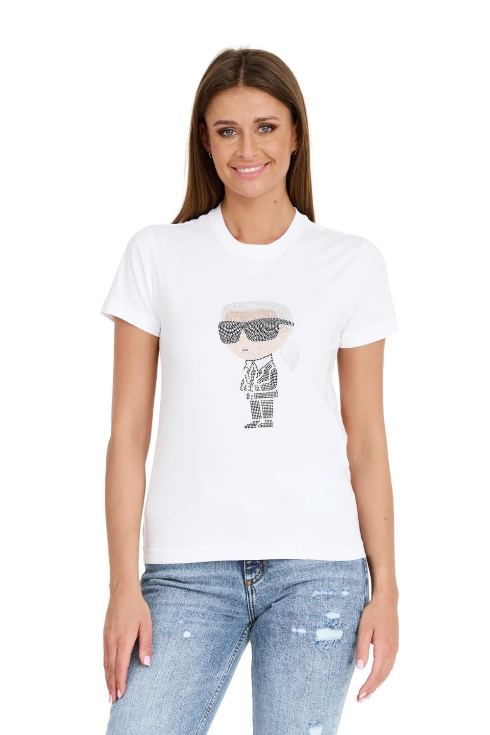 KARL LAGERFELD Biały damski t-shirt Ikonik 2.0
