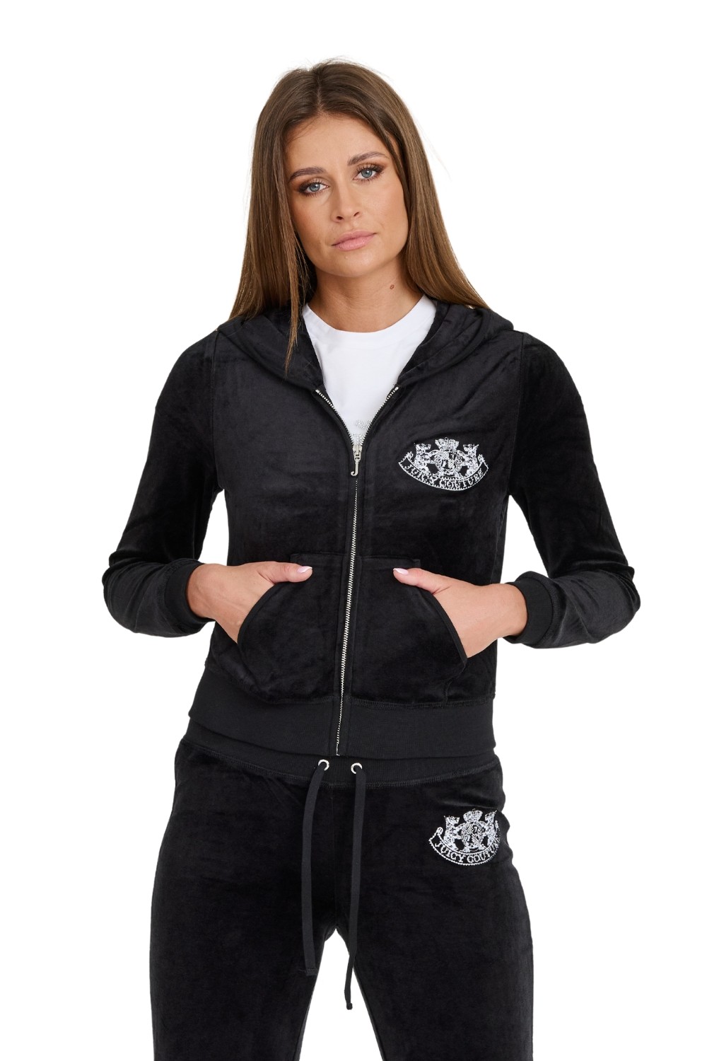 JUICY COUTURE Czarna bluza Heritage Dog Crest Robyn Hoodie