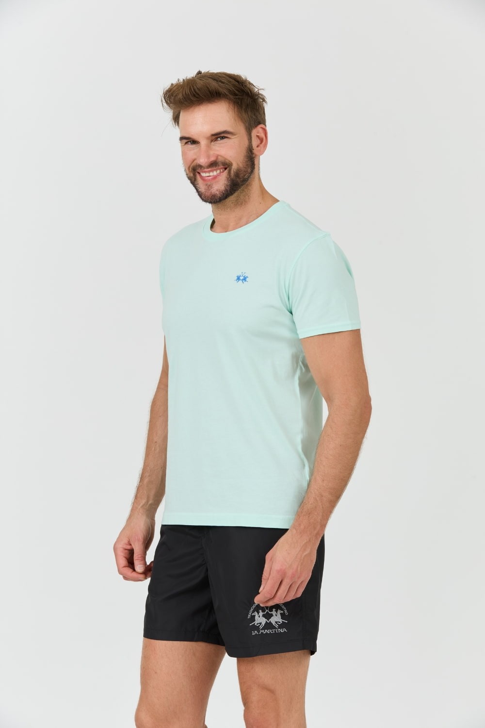 LA MARTINA Miętowy męski t-shirt Jersey