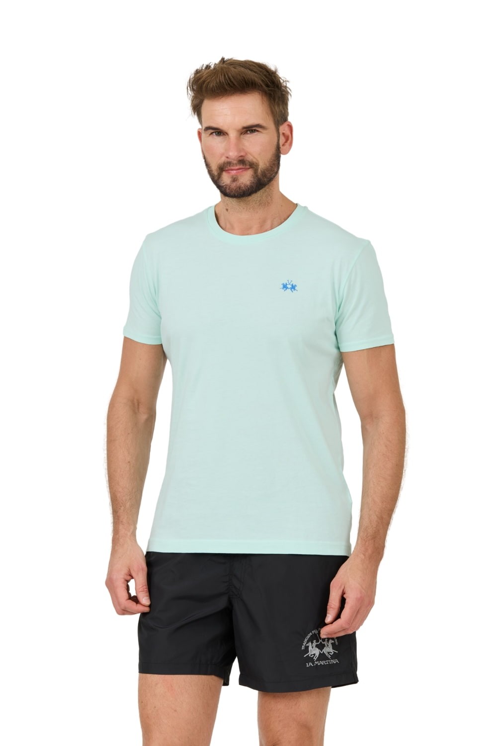 LA MARTINA Miętowy męski t-shirt Jersey