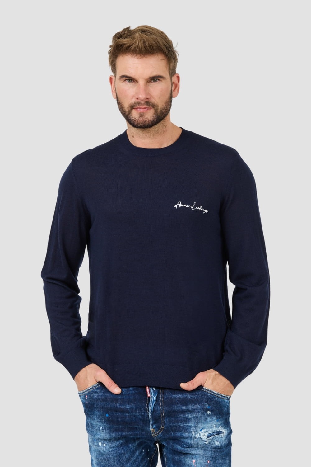 ARMANI EXCHANGE Granatowy męski sweter Jumpers