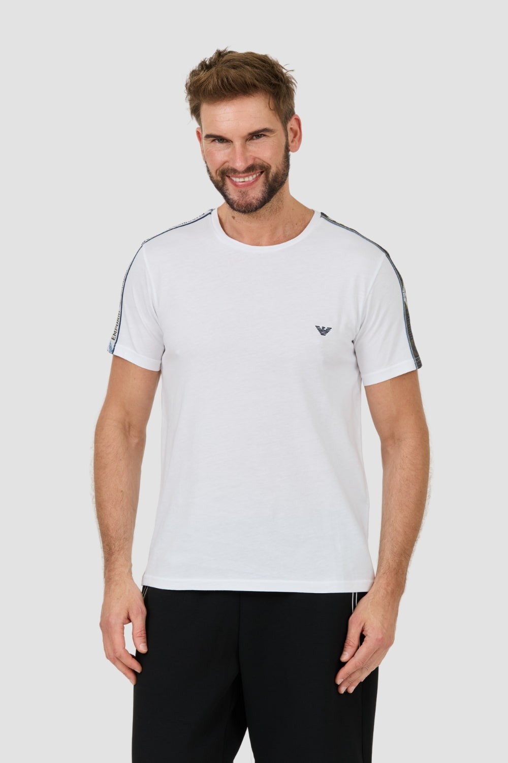 EMPORIO ARMANI Biały męski t-shirt bande logo