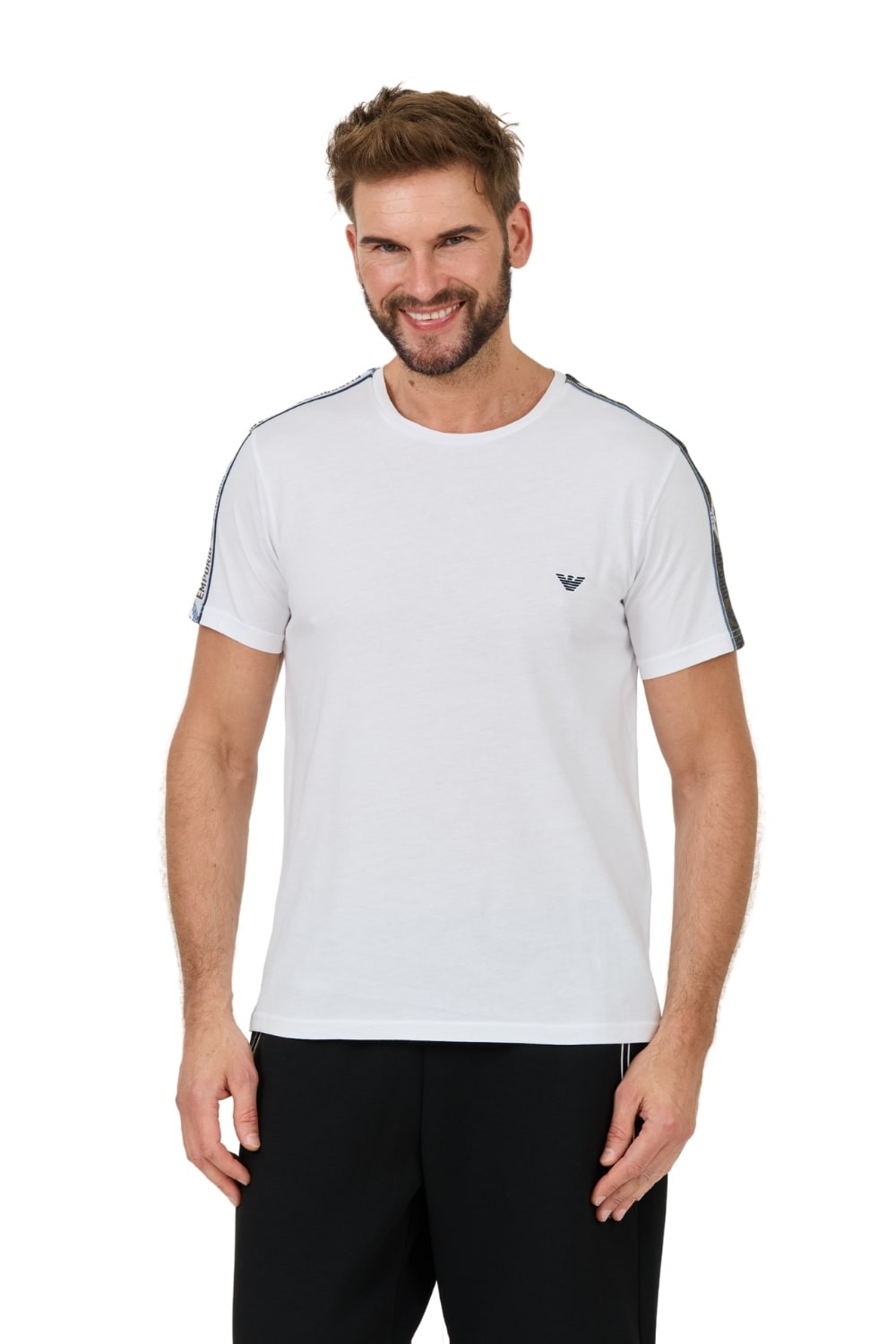 EMPORIO ARMANI Biały męski t-shirt bande logo