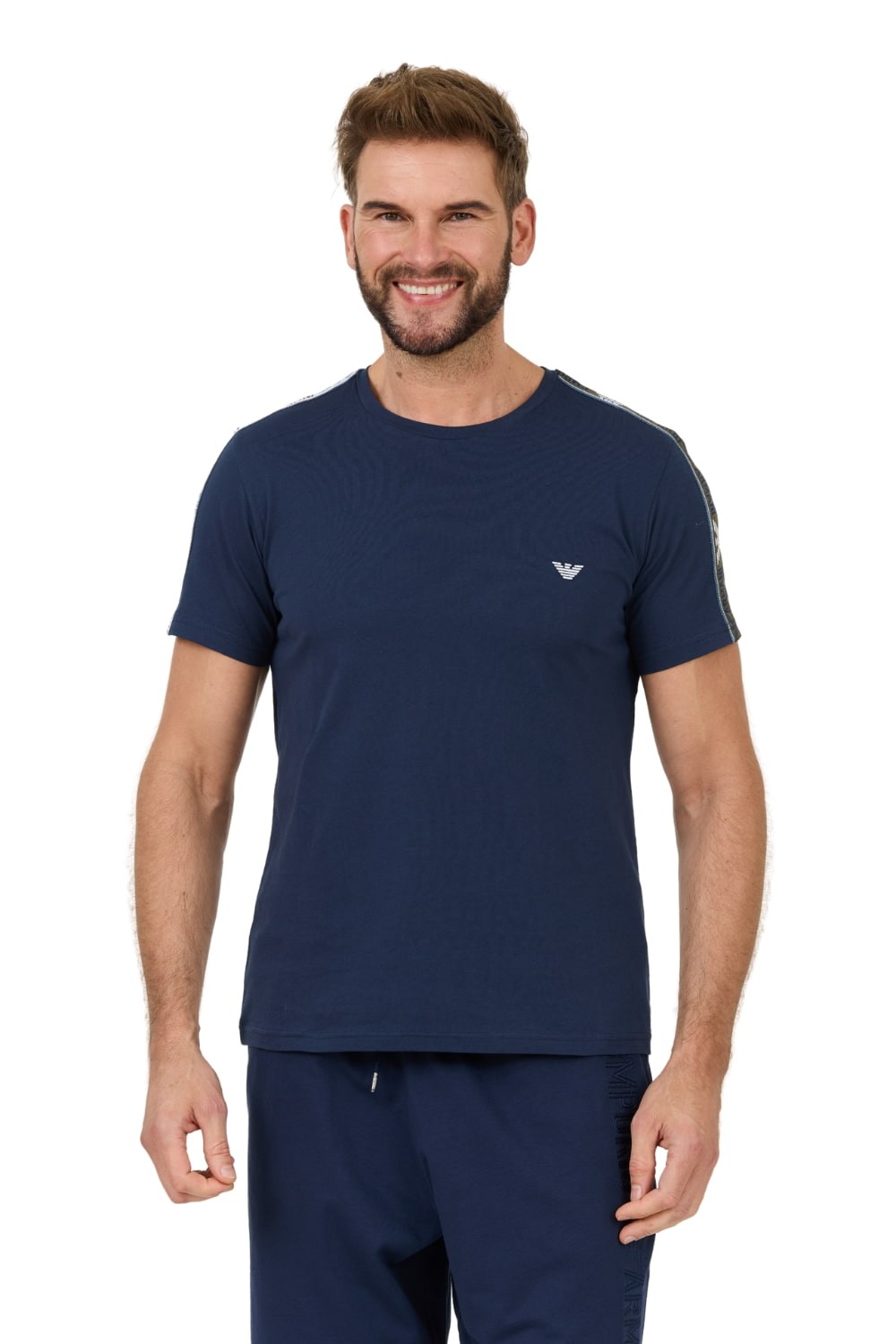 EMPORIO ARMANI Granatowy męski t-shirt bande logo