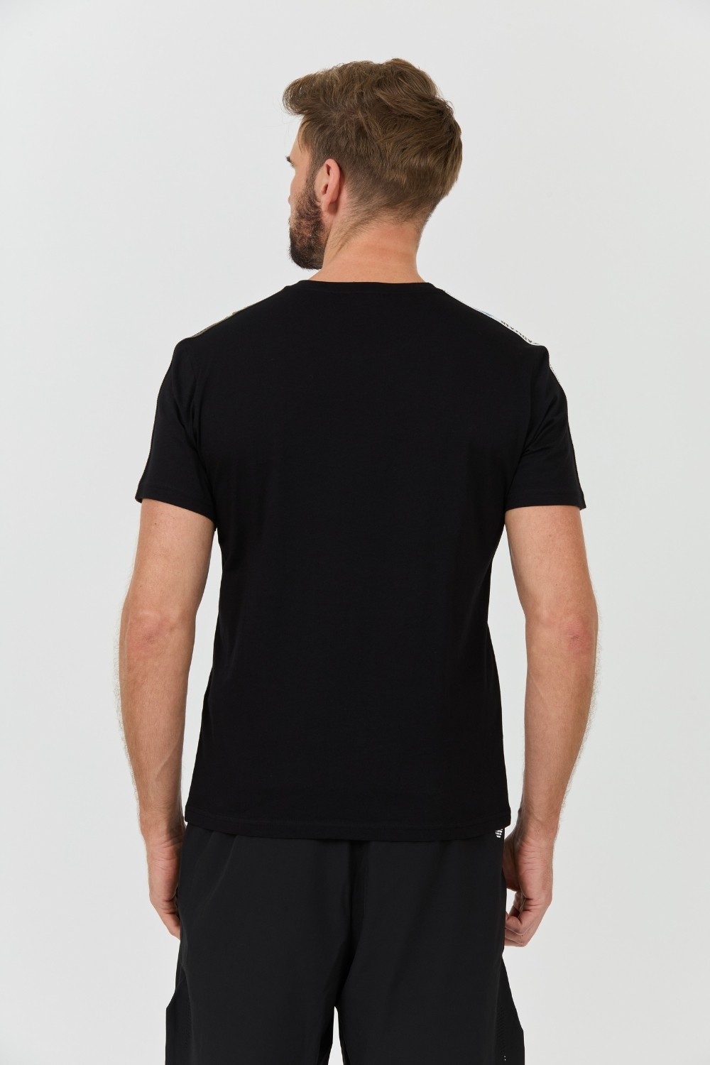 EMPORIO ARMANI Black logo bande t-shirt