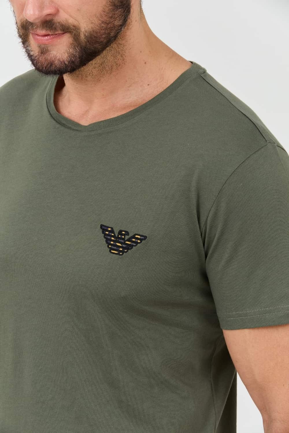 EMPORIO ARMANI green brodé logo t-shirt