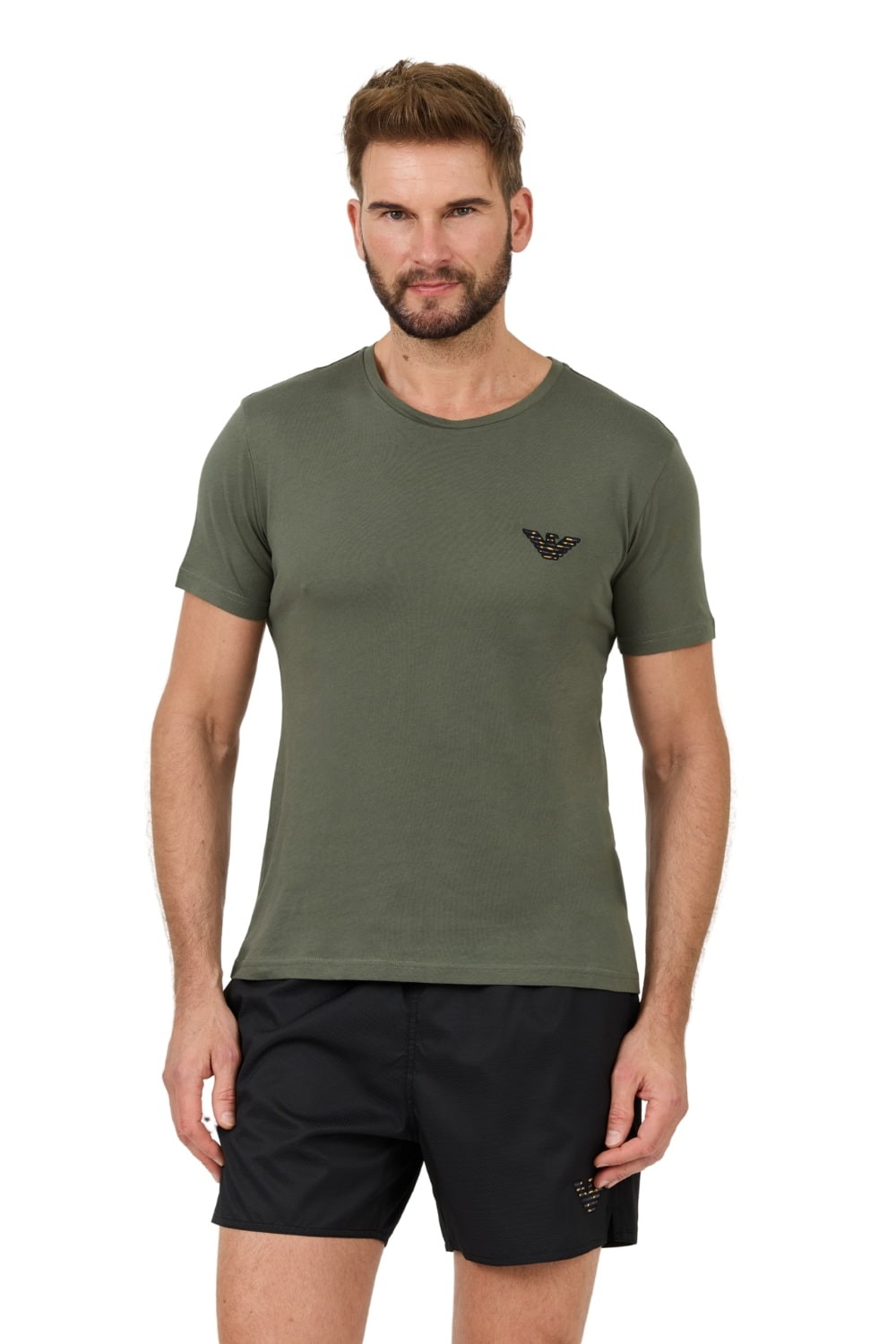 EMPORIO ARMANI Zielony t-shirt logo brodé