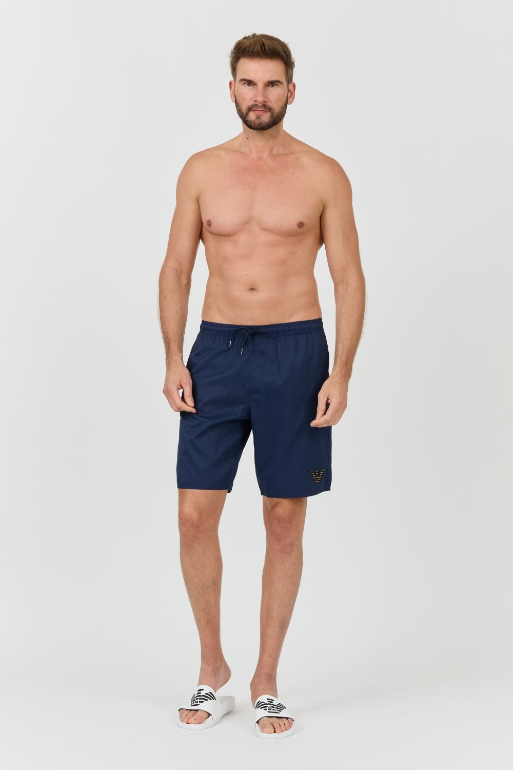 EMPORIO ARMANI Navy blue swim trunks De bain logo brodé