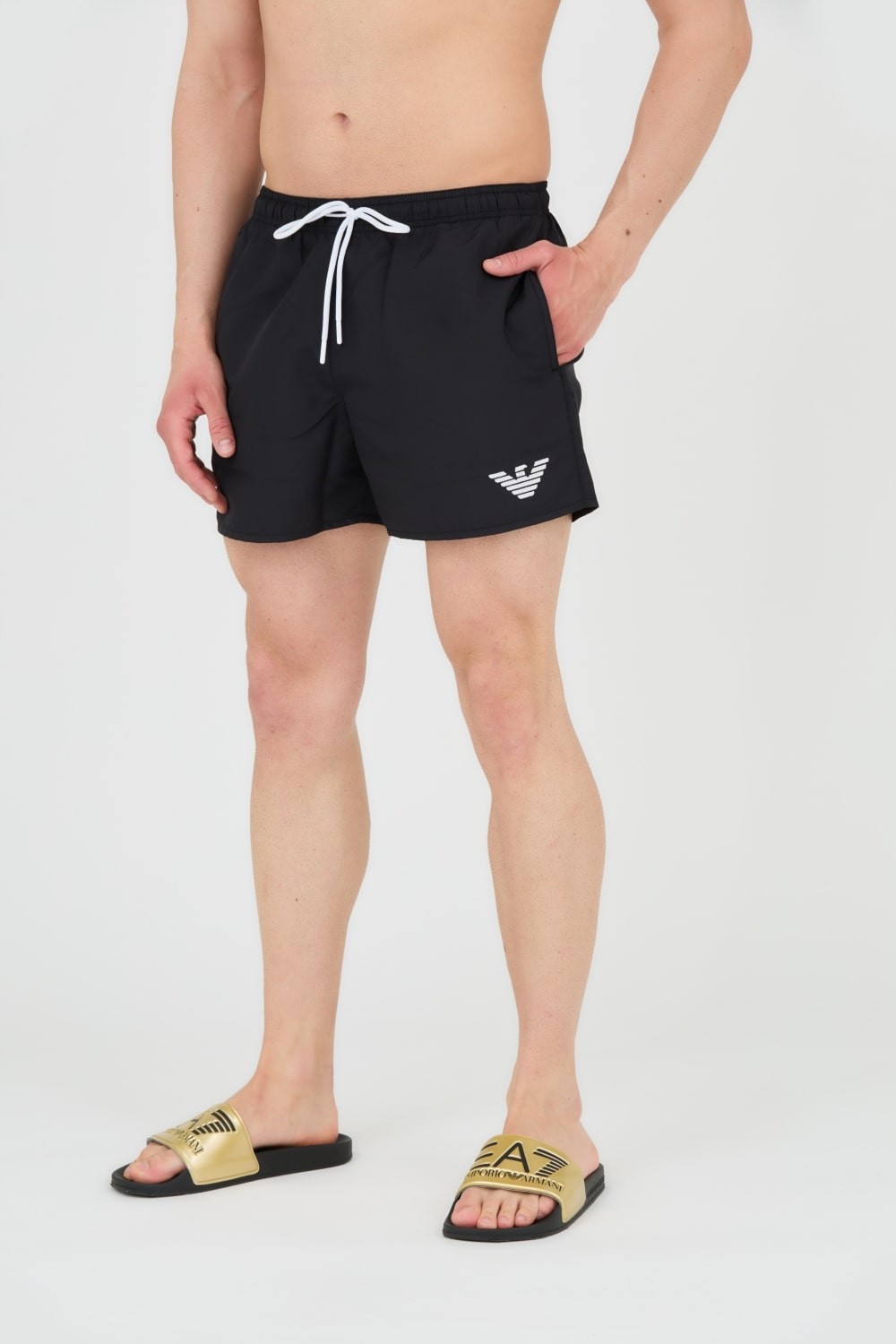 EMPORIO ARMANI Black swim trunks De bain logo brodé