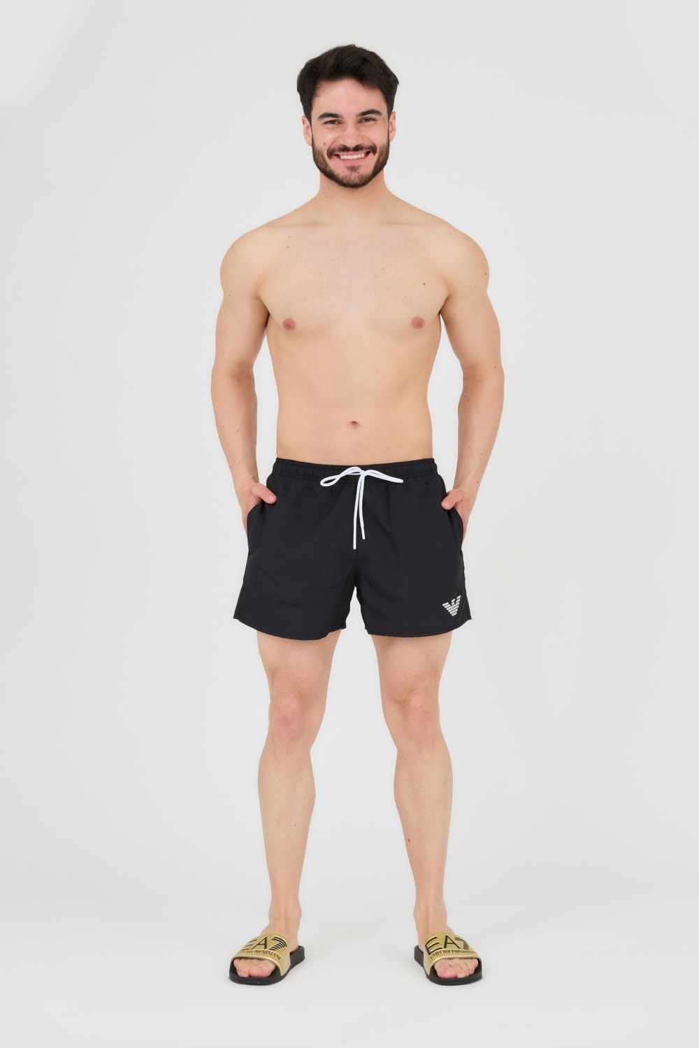 EMPORIO ARMANI Black swim trunks De bain logo brodé