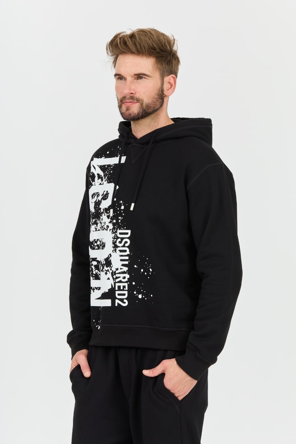 DSQUARED2 Black Icon Splash Cool Fit Hoodie